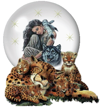 globe femme indienne animaux sauvages